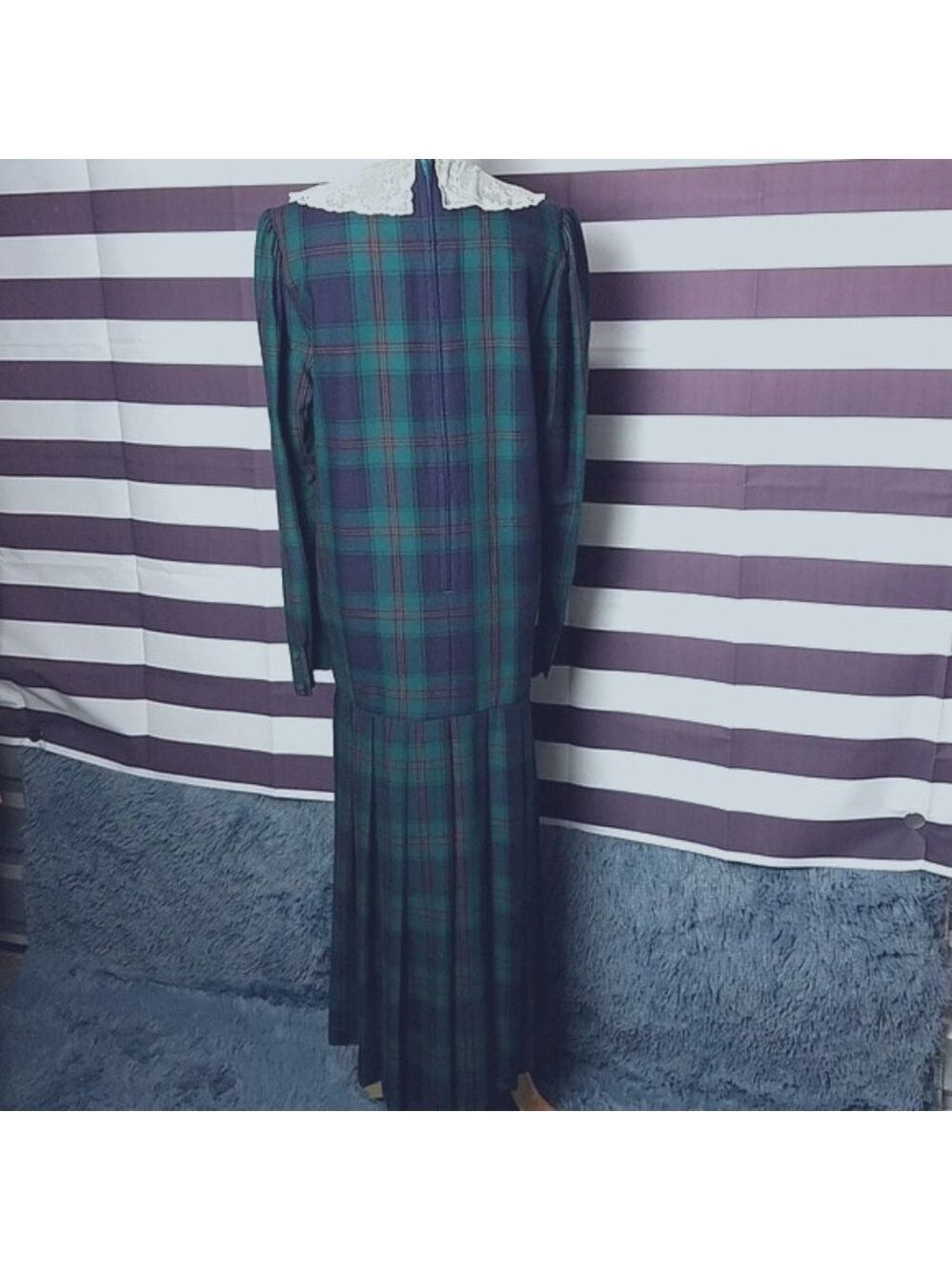 Vintage Laura Ashley 80's Plaid Maxi Dress - Picture 5 of 7